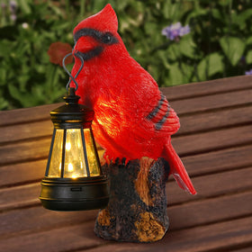 Suzile Cardinal Garden Lantern 6.3-inch: durable resin for year-round outdoor decor