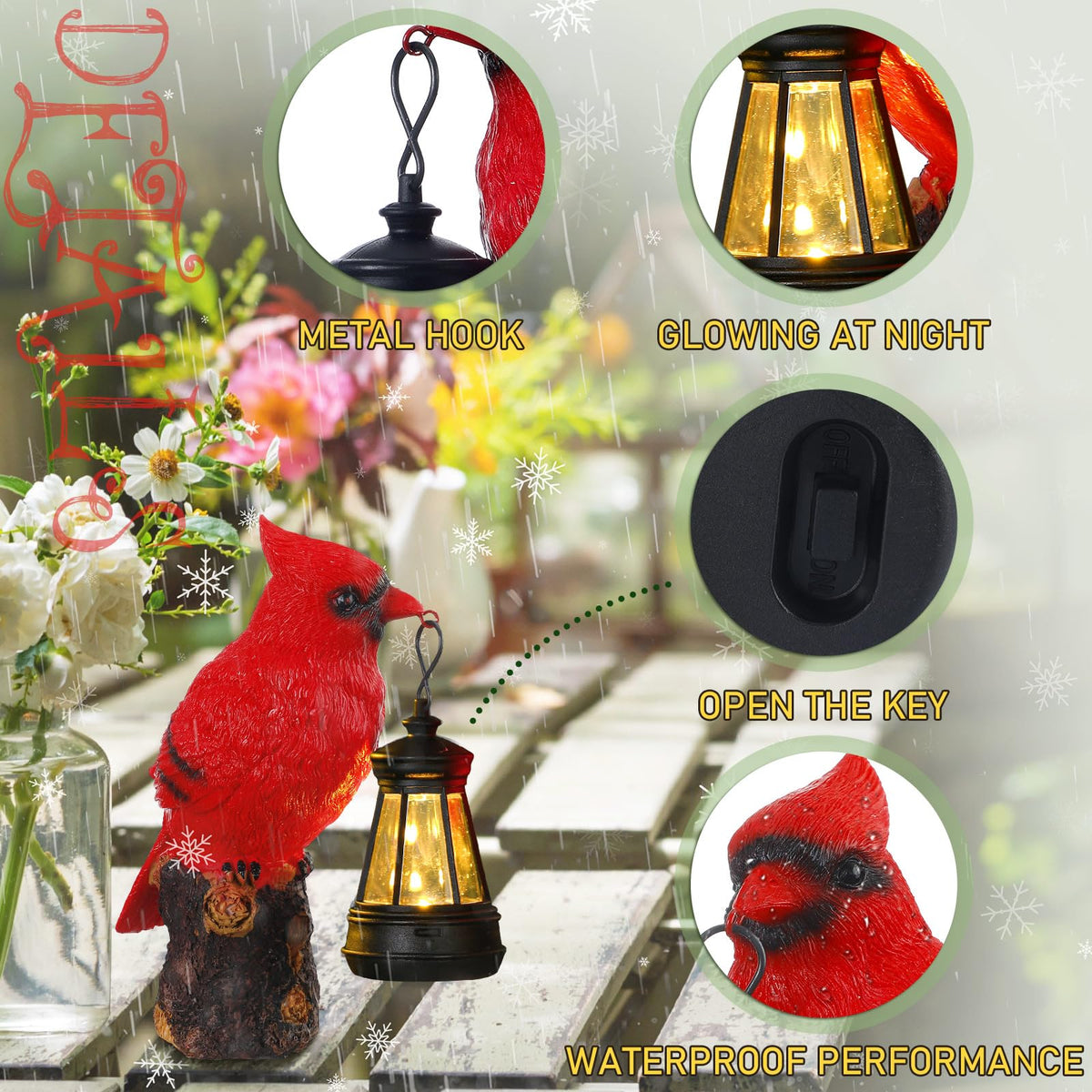 IP44-rated lantern stands up to rain and wind for outdoor use