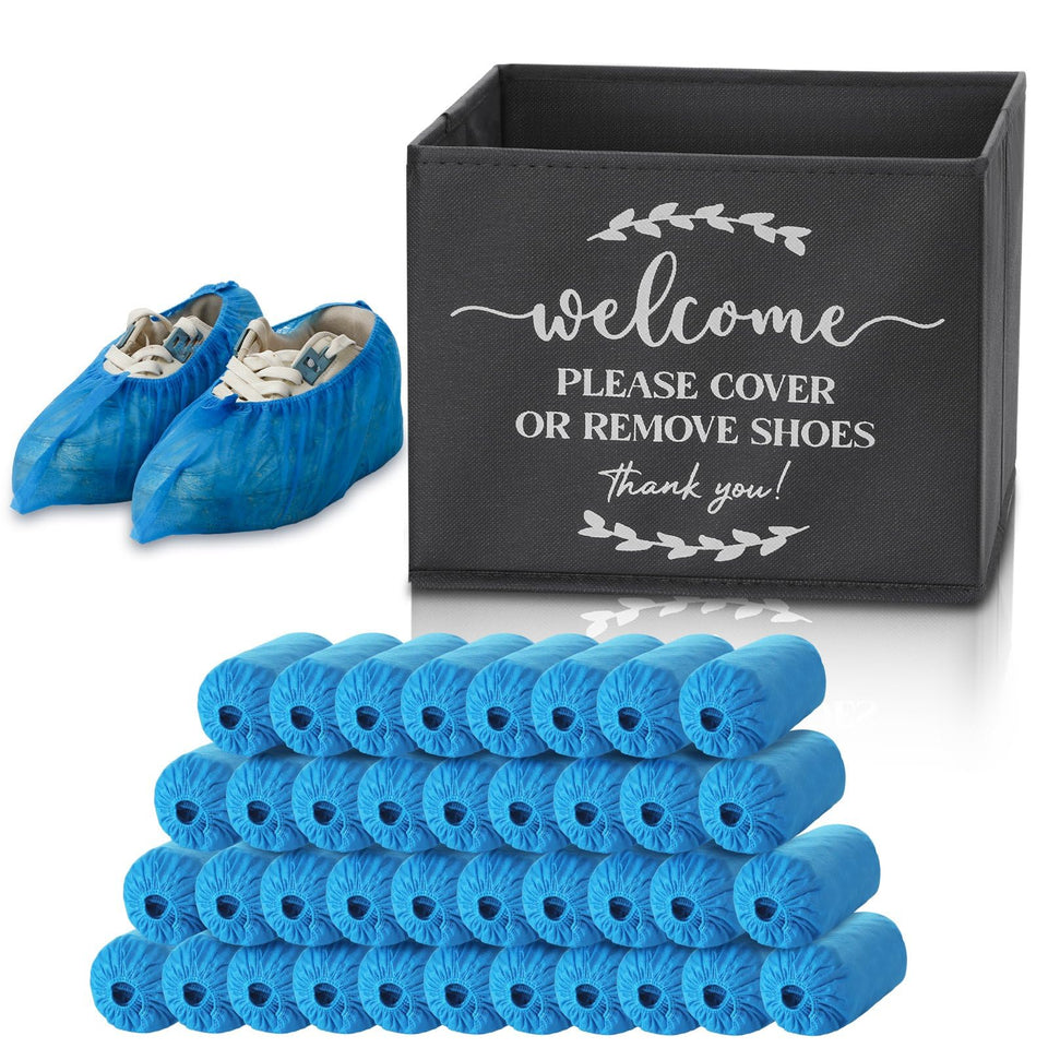 Suzile disposable shoe covers with dispenser box for easy entryway use.