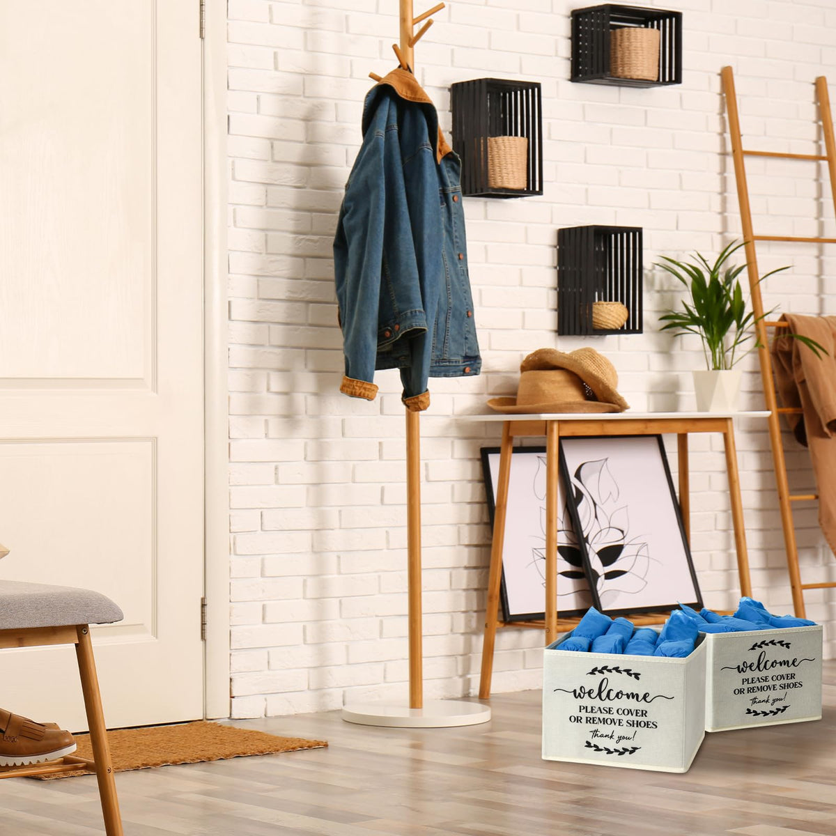 Suzile disposable shoe covers ideal for guest-friendly entryways.