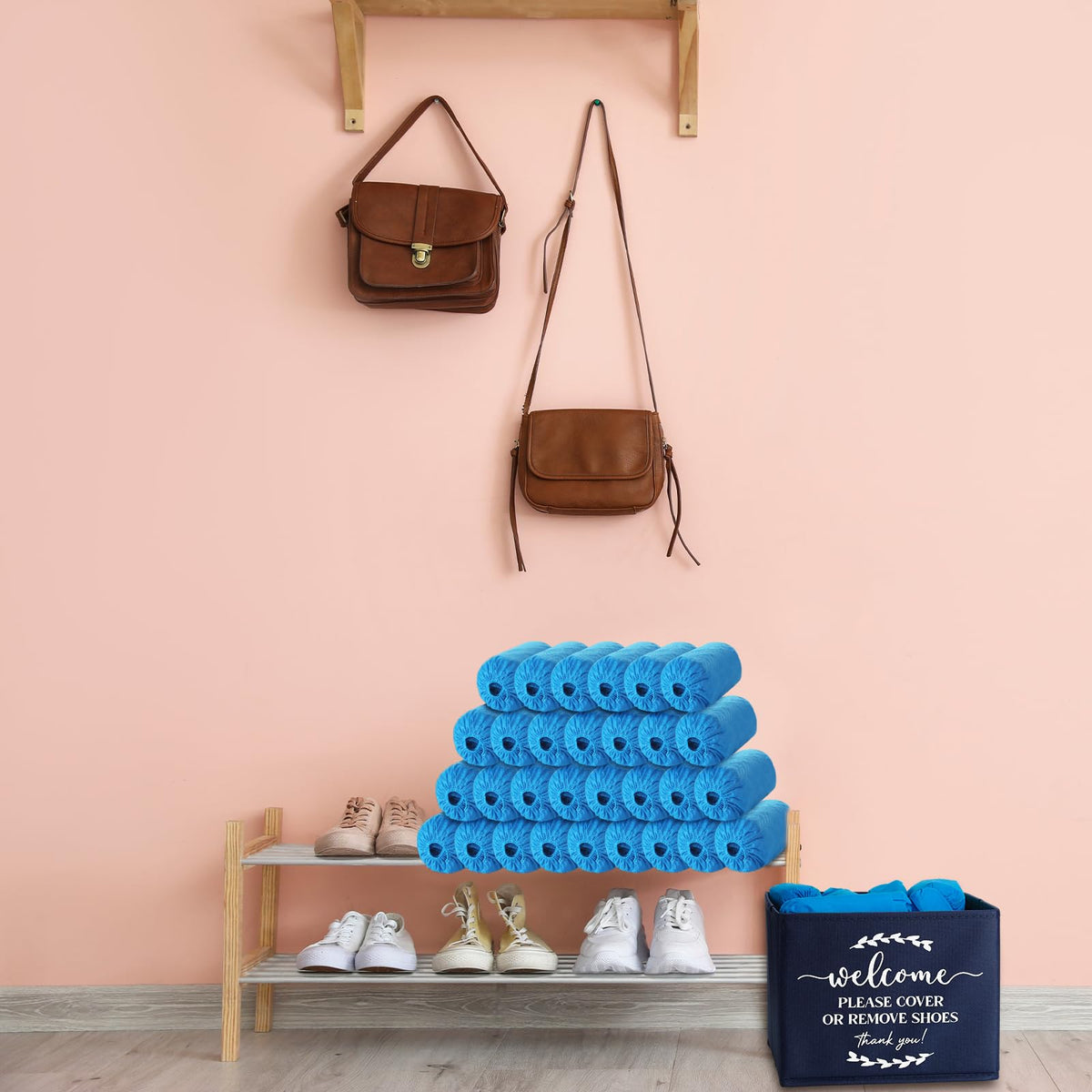 Suzile foldable storage box keeps 200 shoe covers neatly organized