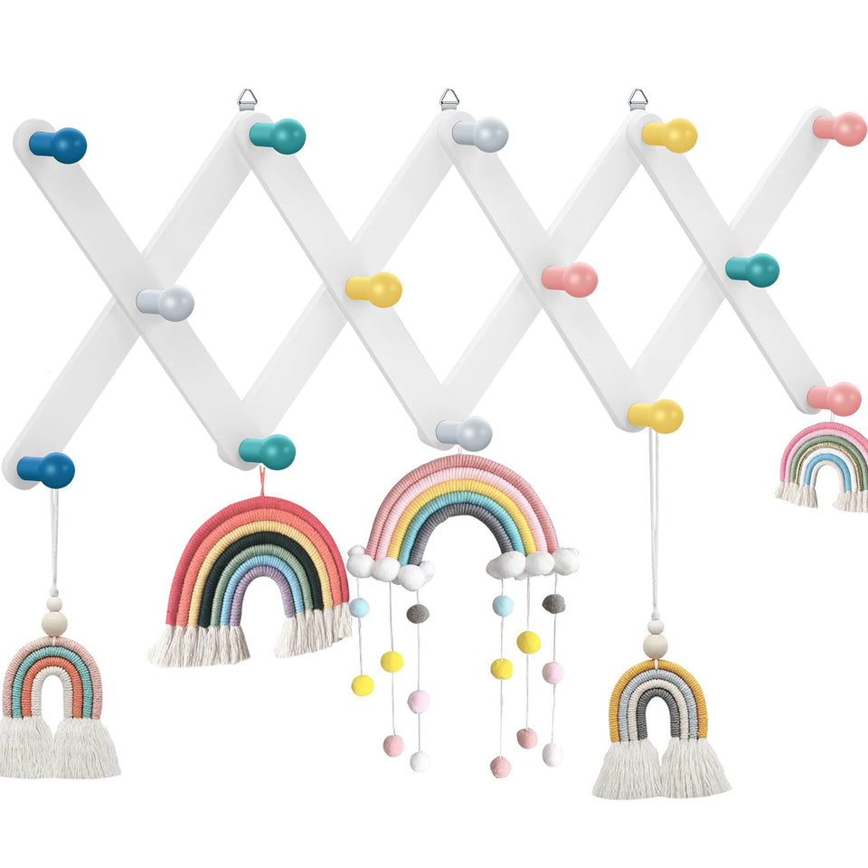 Suzile kids coat rack wall mount in white, compact closed design saves wall space