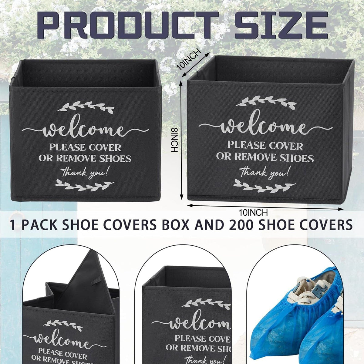 Suzile waterproof disposable shoe covers with non-slip soles for guests.