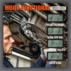 SUZUME 3/8 torque wrench peak track mode guides precise tightening in real time.