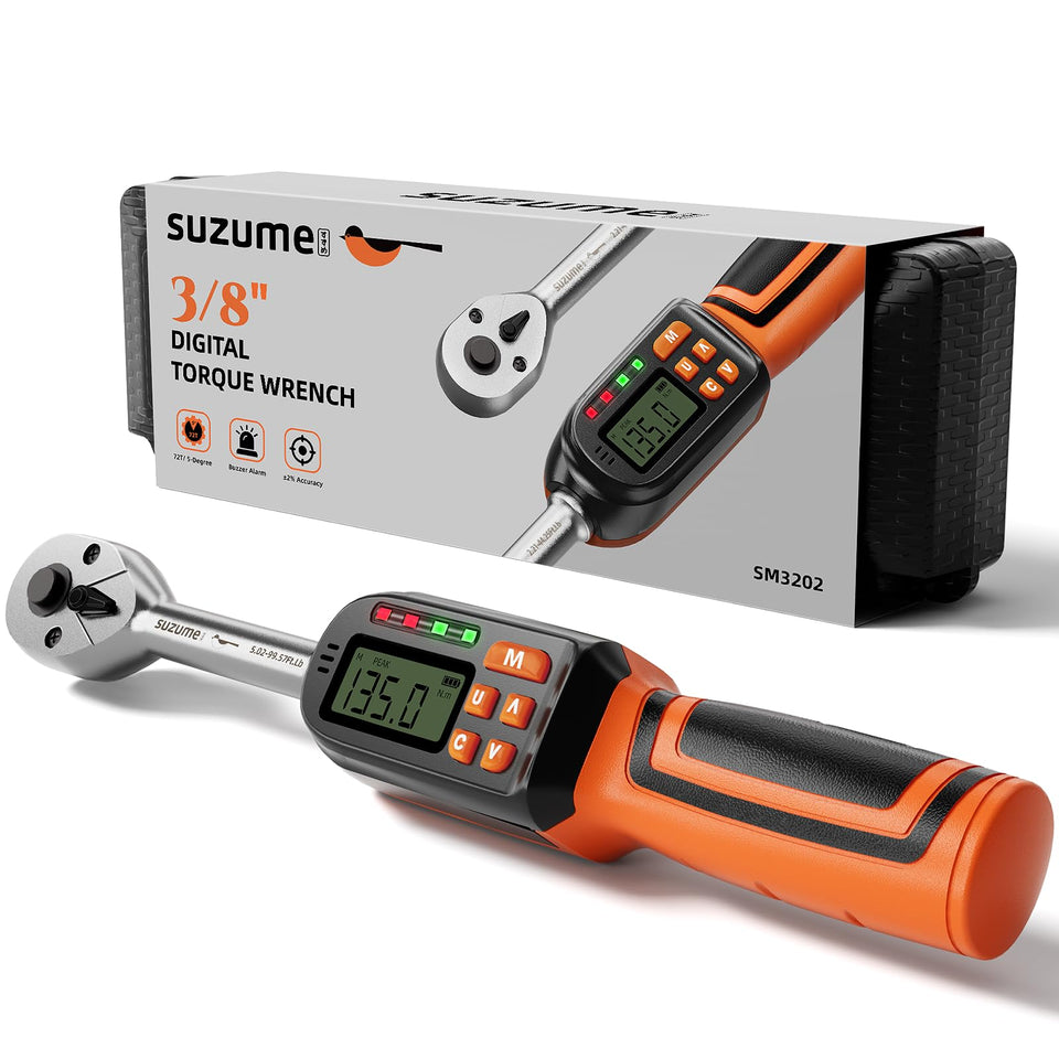 SUZUME digital torque wrench 3/8 drive display enables precise torque control.