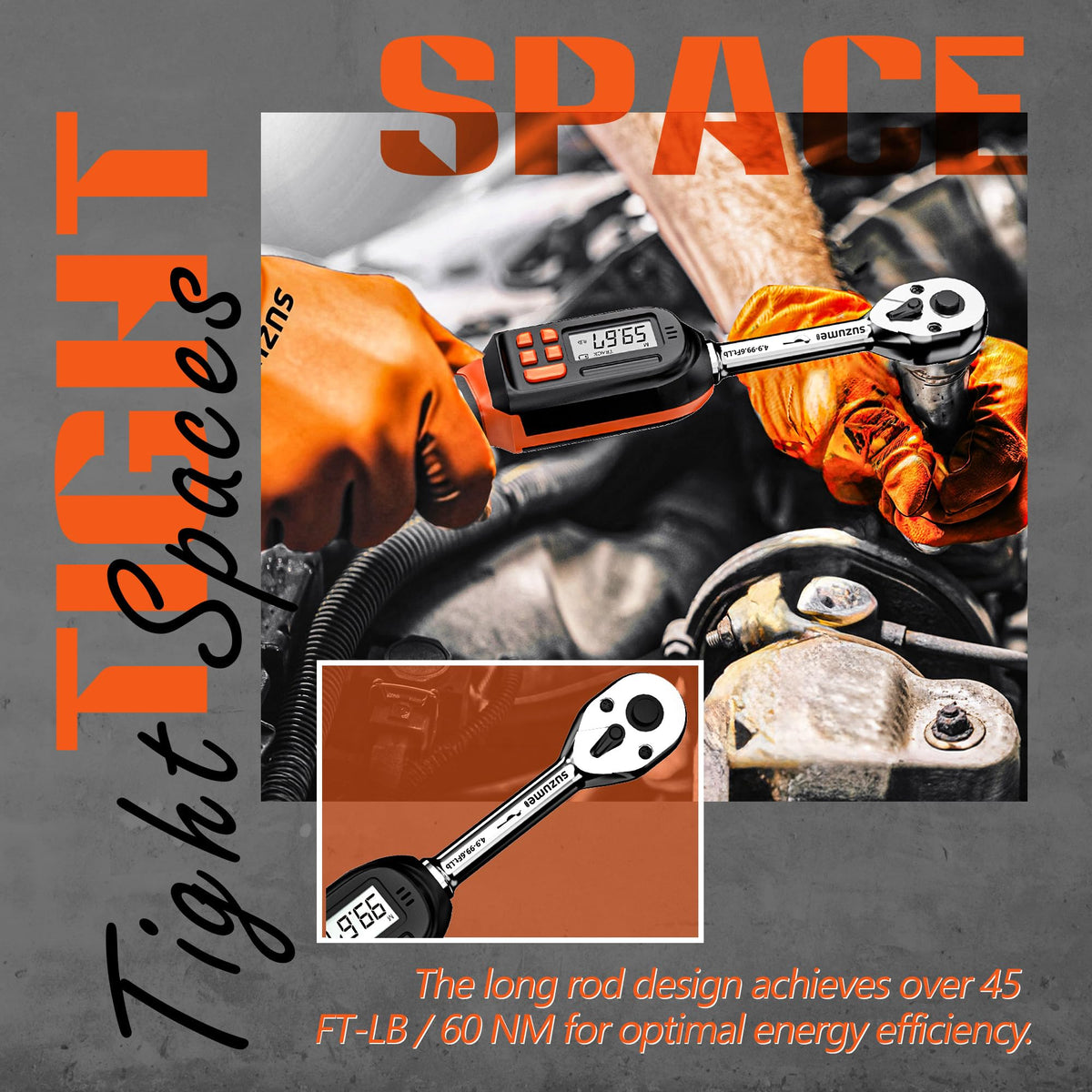 SUZUME 3/8 drive wrench peak mode holds maximum torque value for review.