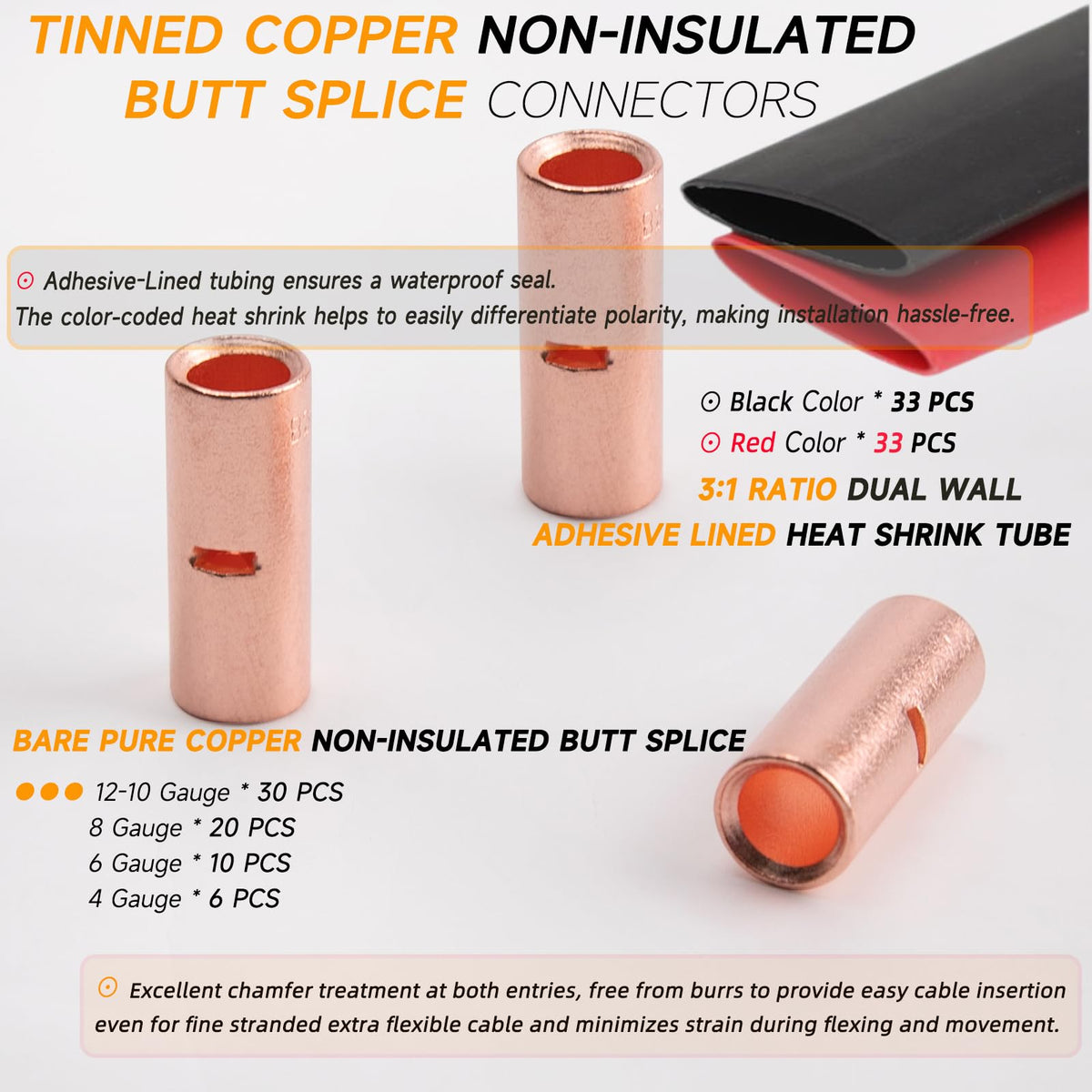 SVAAR pure copper butt splice with seamless barrel for reliable conductivity