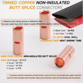SVAAR pure copper butt splice with seamless barrel for reliable conductivity