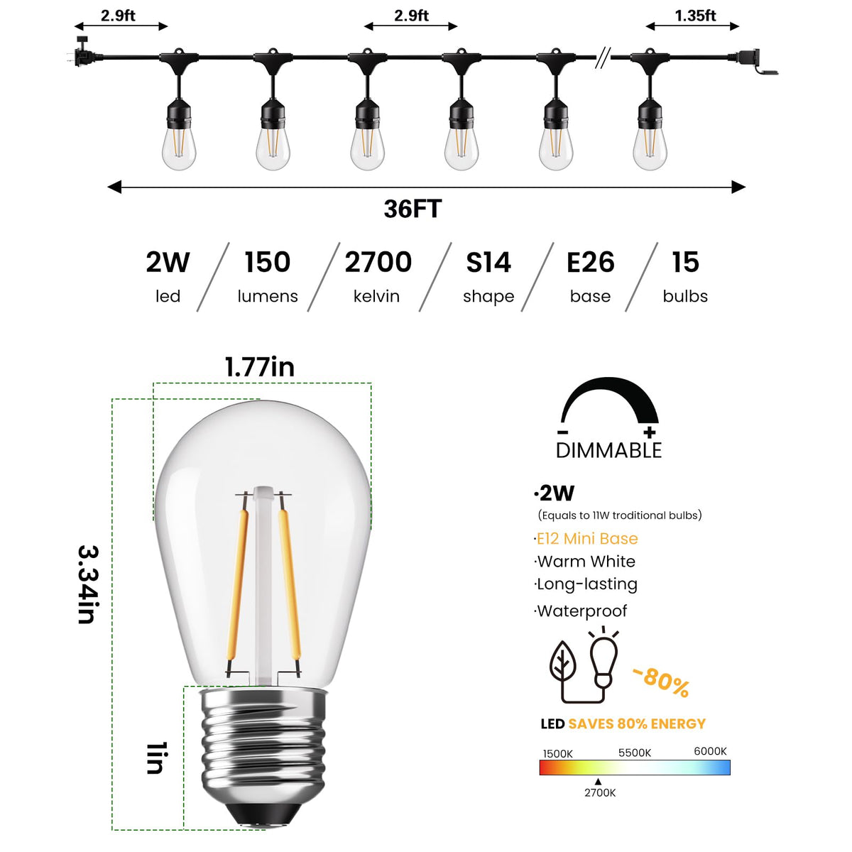 Svater commercial-grade IP65 outdoor lighting withstands weather.