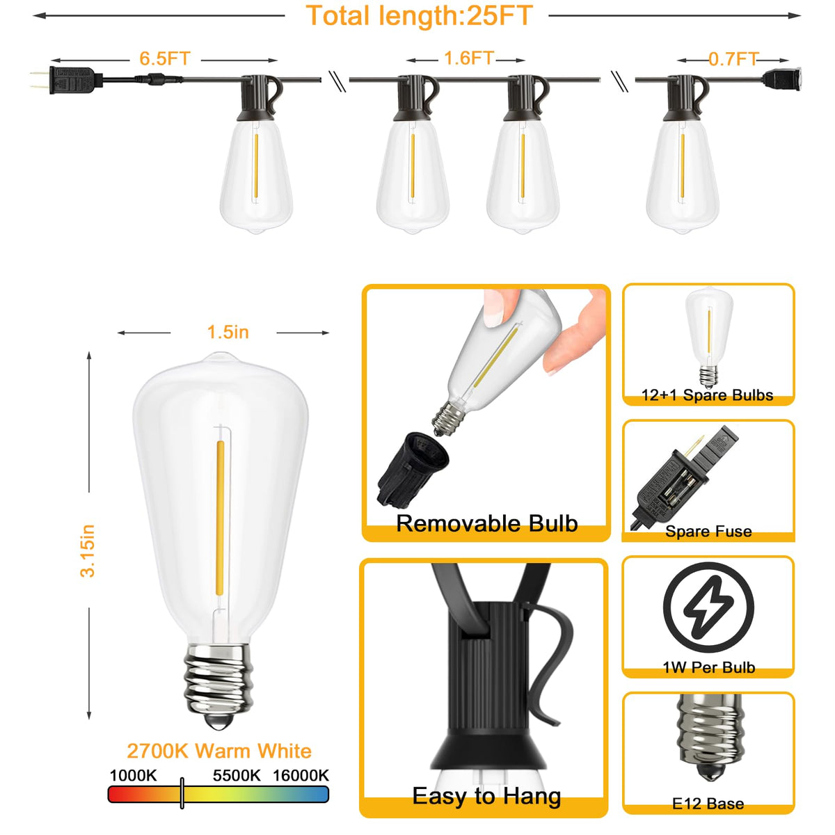 Svater end-to-end connectable lights for expansive patio or cafe setups
