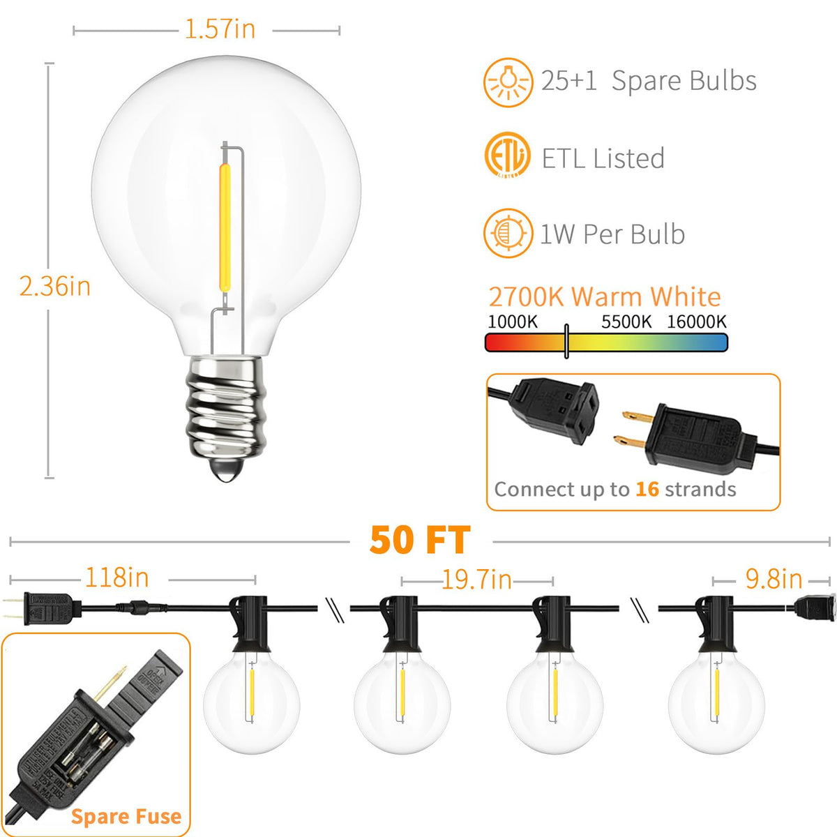 Svater globe bulbs 25 plus 1 spare for easy outdoor maintenance