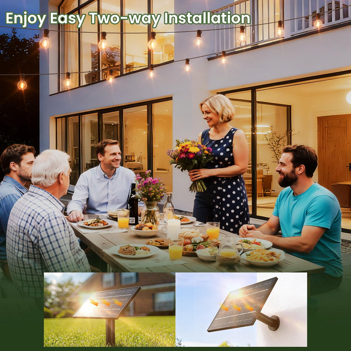 Svater easy-install options let you anchor the panel on ground or wall.