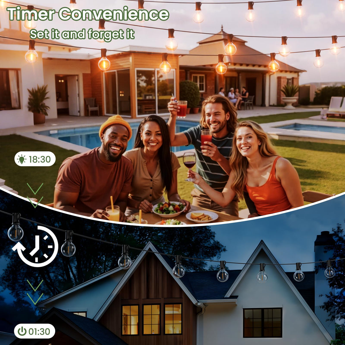 Svater IP44 weatherproof design withstands rain and wind for year-round outdoor use.
