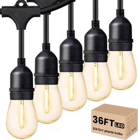 Svater outdoor LED string lights 36ft illuminate patios with warm ambience