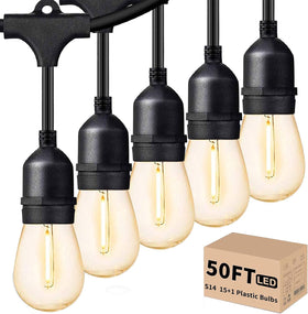 Svater outdoor LED string lights 50ft create inviting patio ambiance
