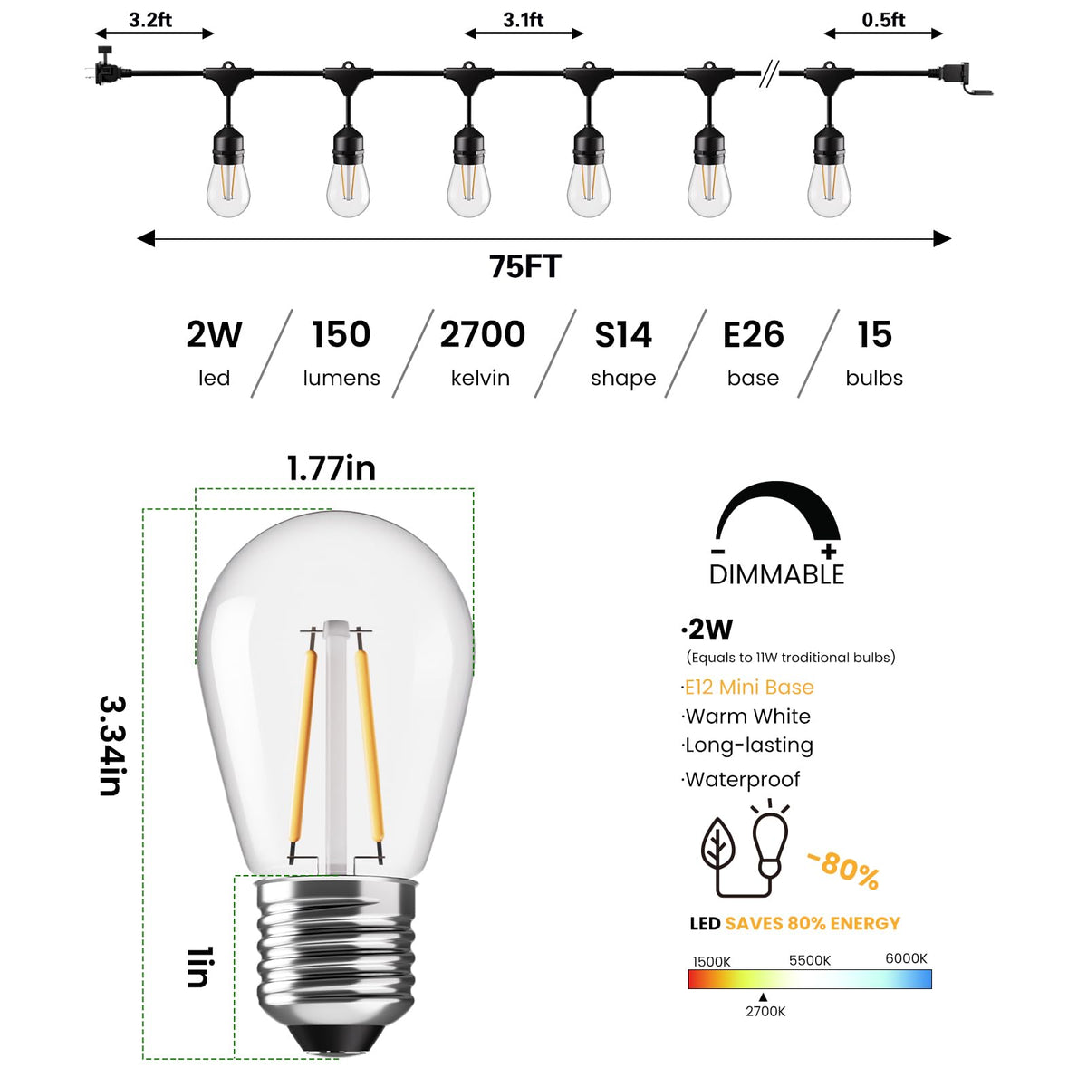 Svater outdoor market lighting showing IP65 waterproof durability for all-weather setup.