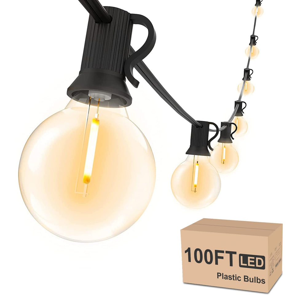 Svater outdoor string lights 100 ft for warm patio ambiance