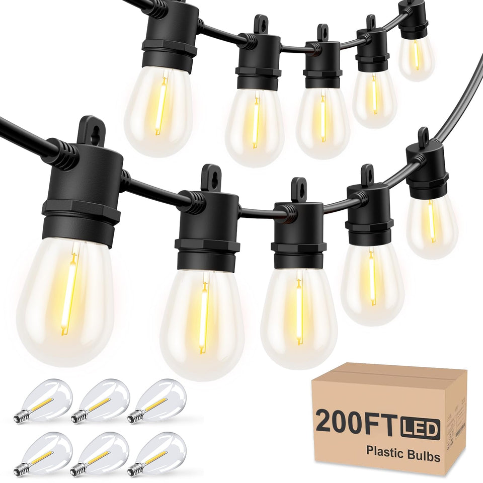 Svater outdoor string lights illuminate a spacious patio for relaxing evenings.