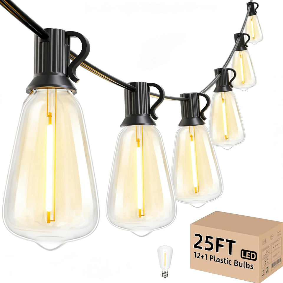 Svater outdoor string lights with Edison bulbs for festive patio ambiance