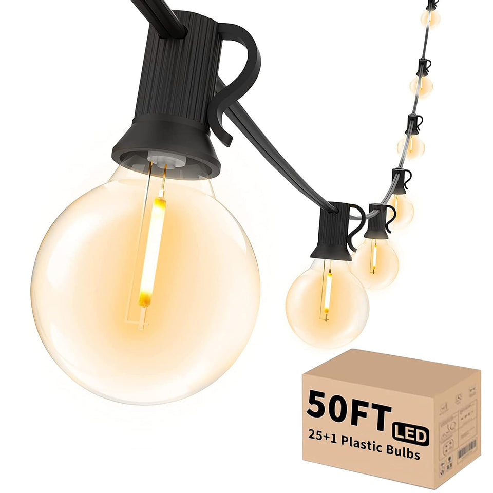 Svater outdoor string lights 50ft for patio ambiance and simple installation