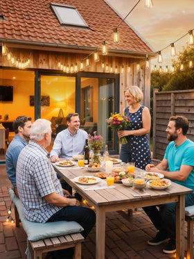 Svater shatterproof bulbs provide durable outdoor lighting near guests