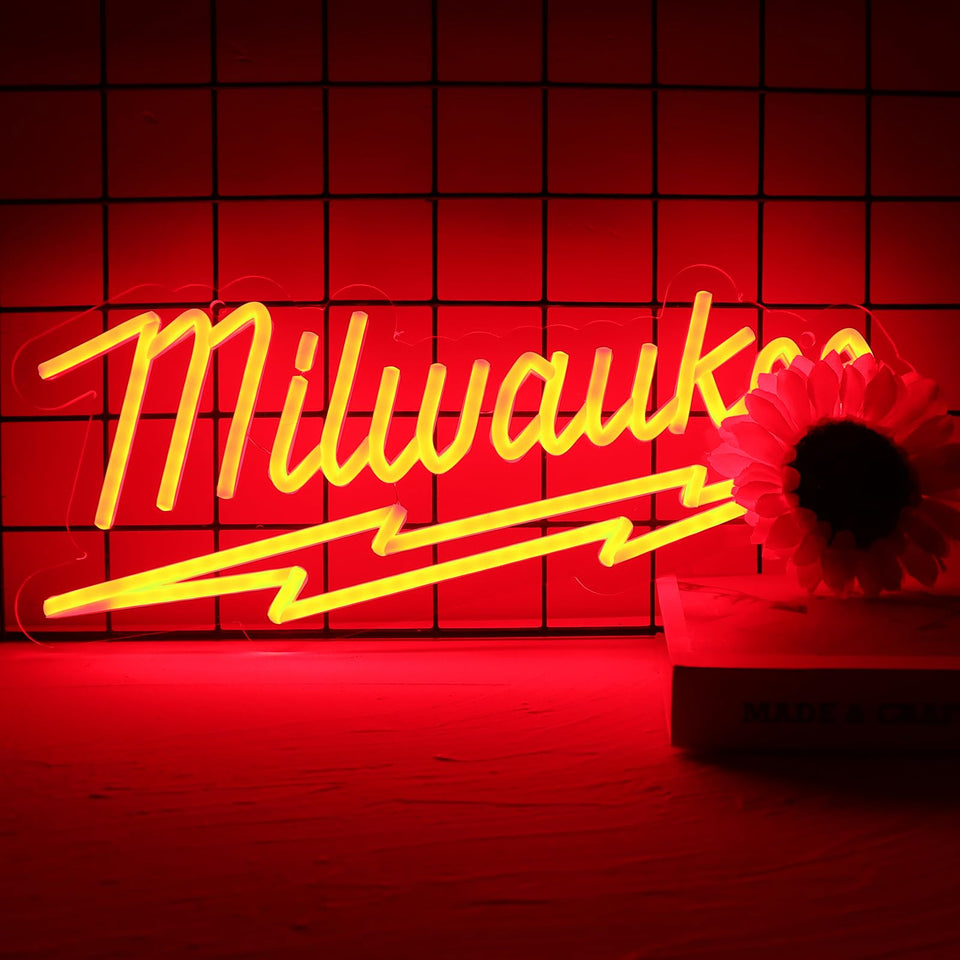 SVDpirit Milwaukee parts shop neon sign brightens your workspace with safe, low-energy illumination.