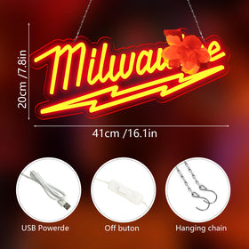 SVDpirit wall-decor neon sign with glass-tube glow elevates Milwaukee-themed spaces.