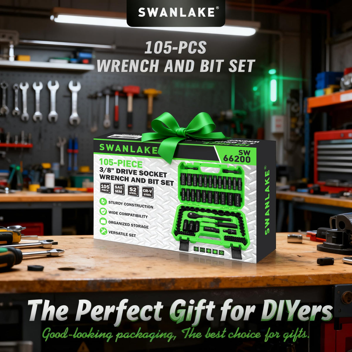 SWANLAKE organized 105-piece set for easy transport and fast identification.