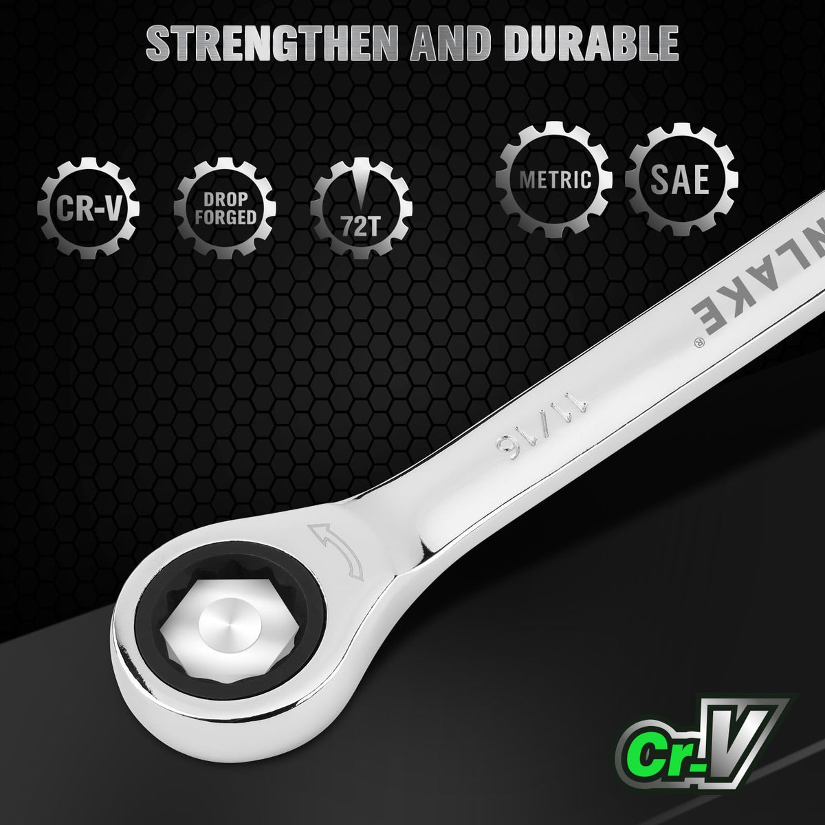 Swanlake 72-tooth ratchet enables quick engagement in tight spots.