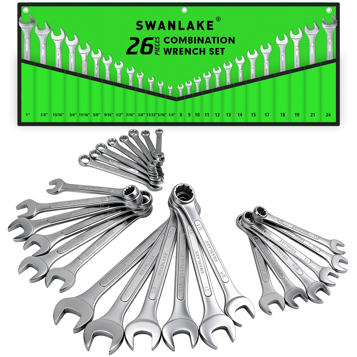 SWANLAKE wrench set in roll-up pouch for easy transport and quick access