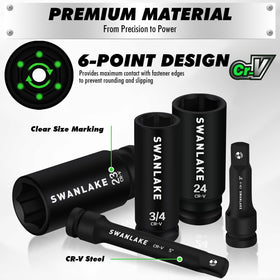 Swanlake 3-inch extension bar extends reach in tight spaces.