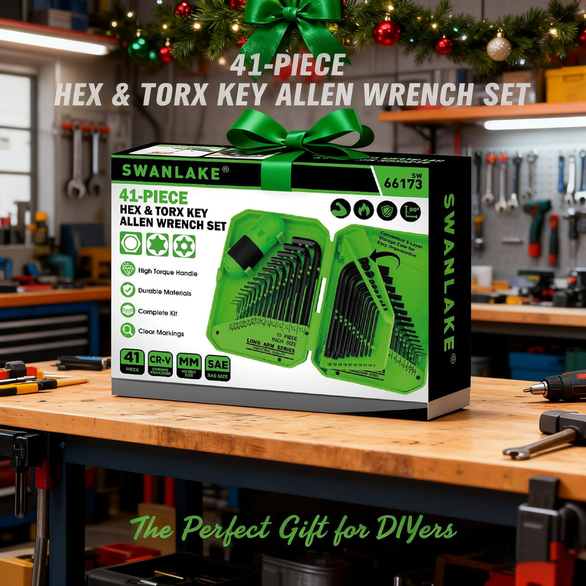 Swanlake 41-piece set suits home repairs and professional maintenance.