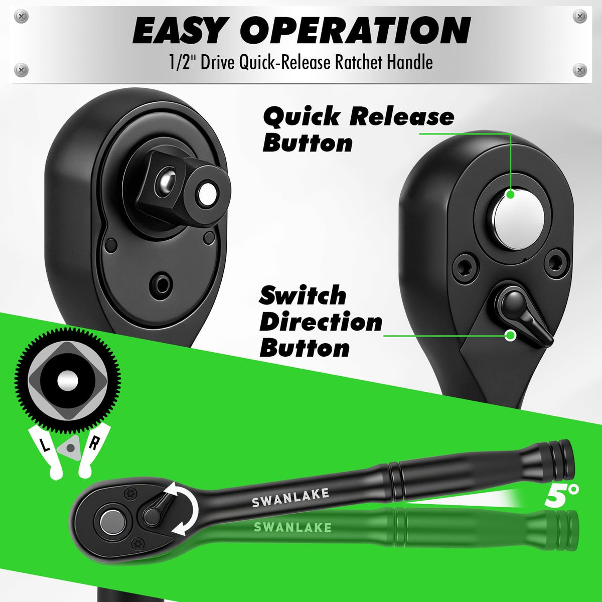 Swanlake 5-inch extension bar adds lever advantage for stubborn bolts.