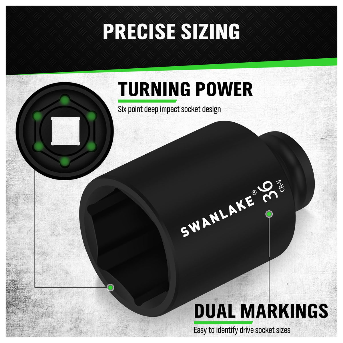 Swanlake 30mm deep socket showing rust-resistant finish for demanding workshop use.