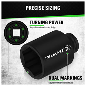 Swanlake 30mm deep socket showing rust-resistant finish for demanding workshop use.