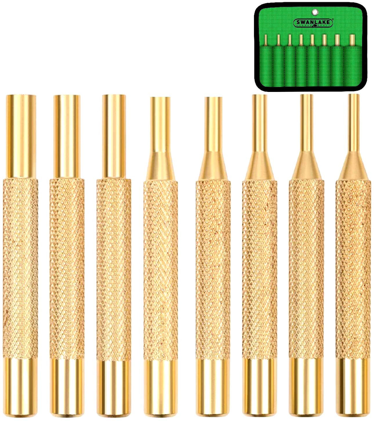 SWANLAKE brass punch set full view for precise pin driving on delicate surfaces.