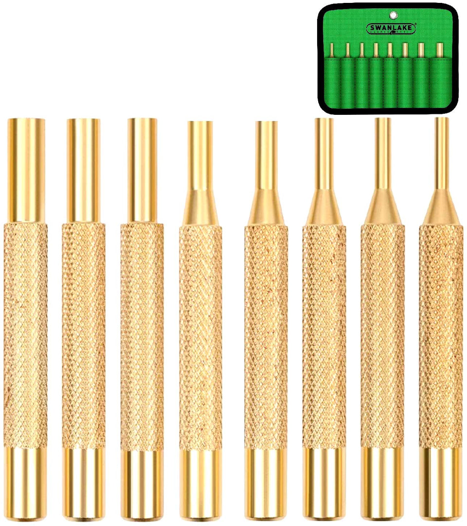 SWANLAKE brass punch set full view for precise pin driving on delicate surfaces.