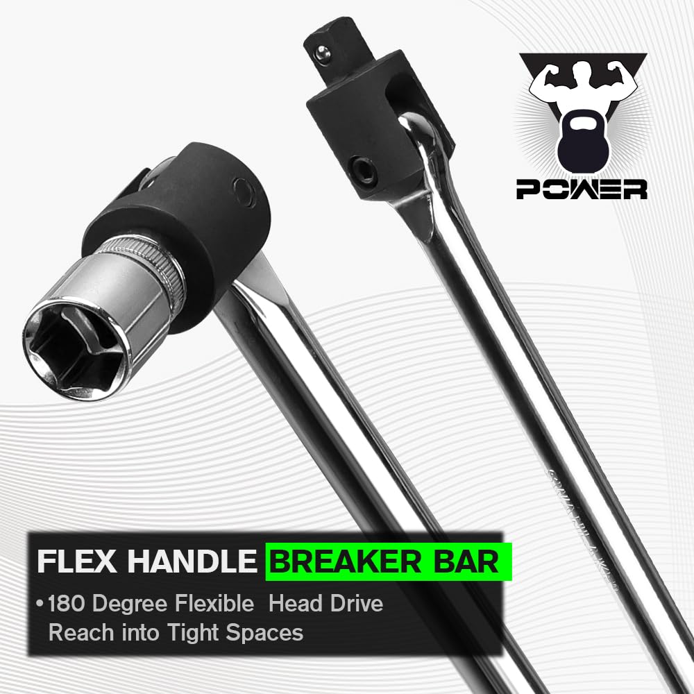 SWANLAKE Breaker Bar with spring-loaded retention keeps sockets secure