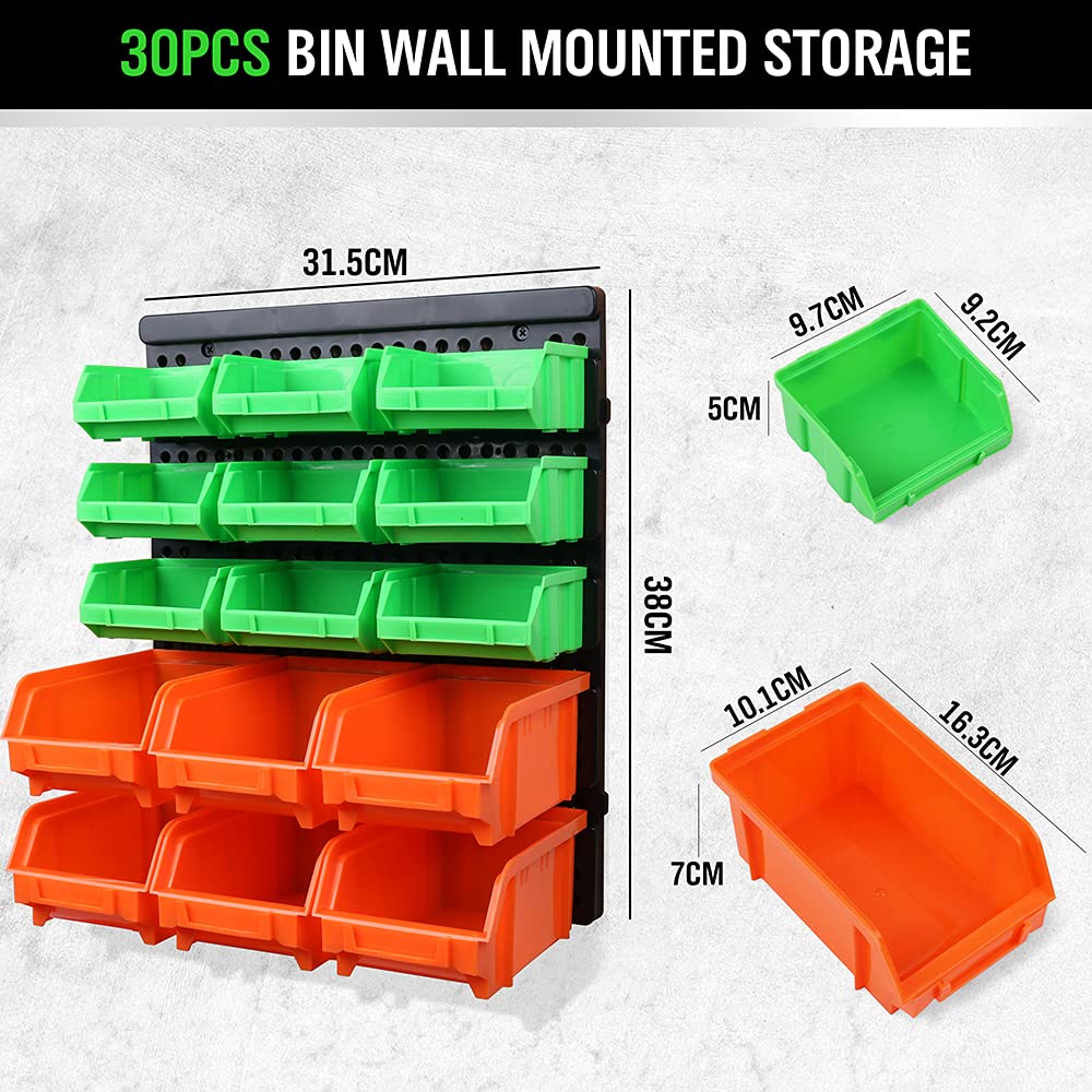 SWANLAKE 30-bin system with bright color bins for quick part retrieval.
