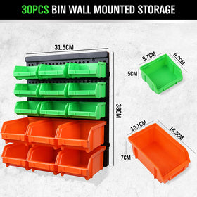 SWANLAKE 30-bin system with bright color bins for quick part retrieval.