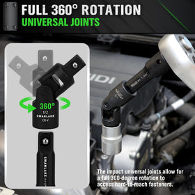 SWANLAKE deep-drive sockets with clearly marked sizes for quick identification.