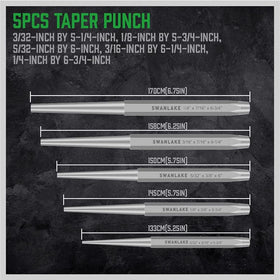 Swanlake 16-piece punch set with cold chisels for clean cutting and shaping metal.