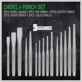 Swanlake 16-piece punch set with pin punches for efficient pin removal in automotive work.