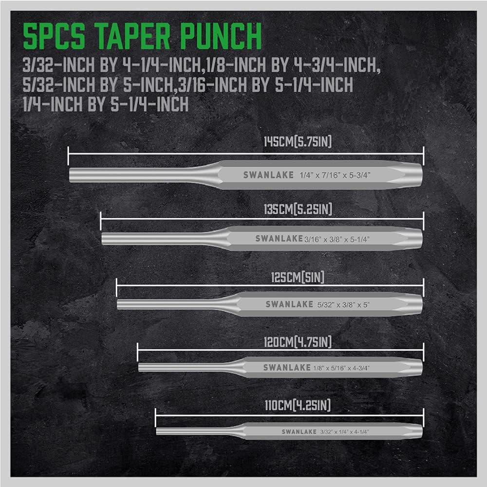 Swanlake 16-piece punch set featuring precision tips for controlled striking and penetrations.