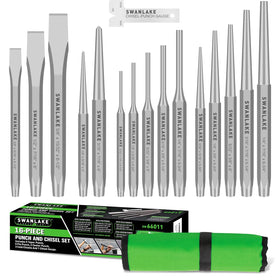 Swanlake 16-piece punch set with taper punches for precise bolt alignment in workshops.