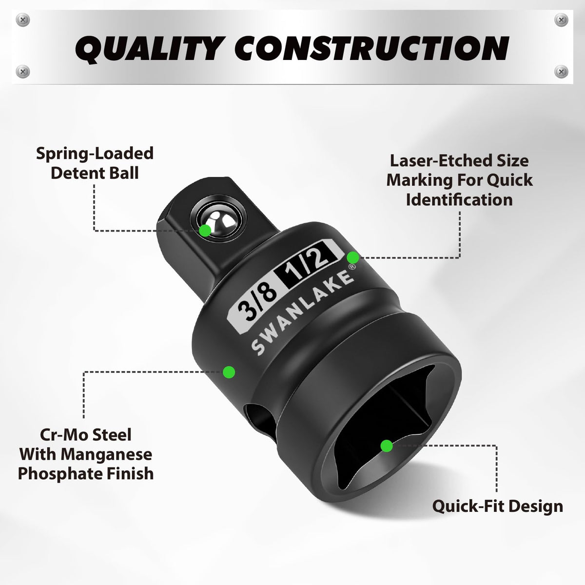 Black phosphate finish showing corrosion resistance for demanding environments.