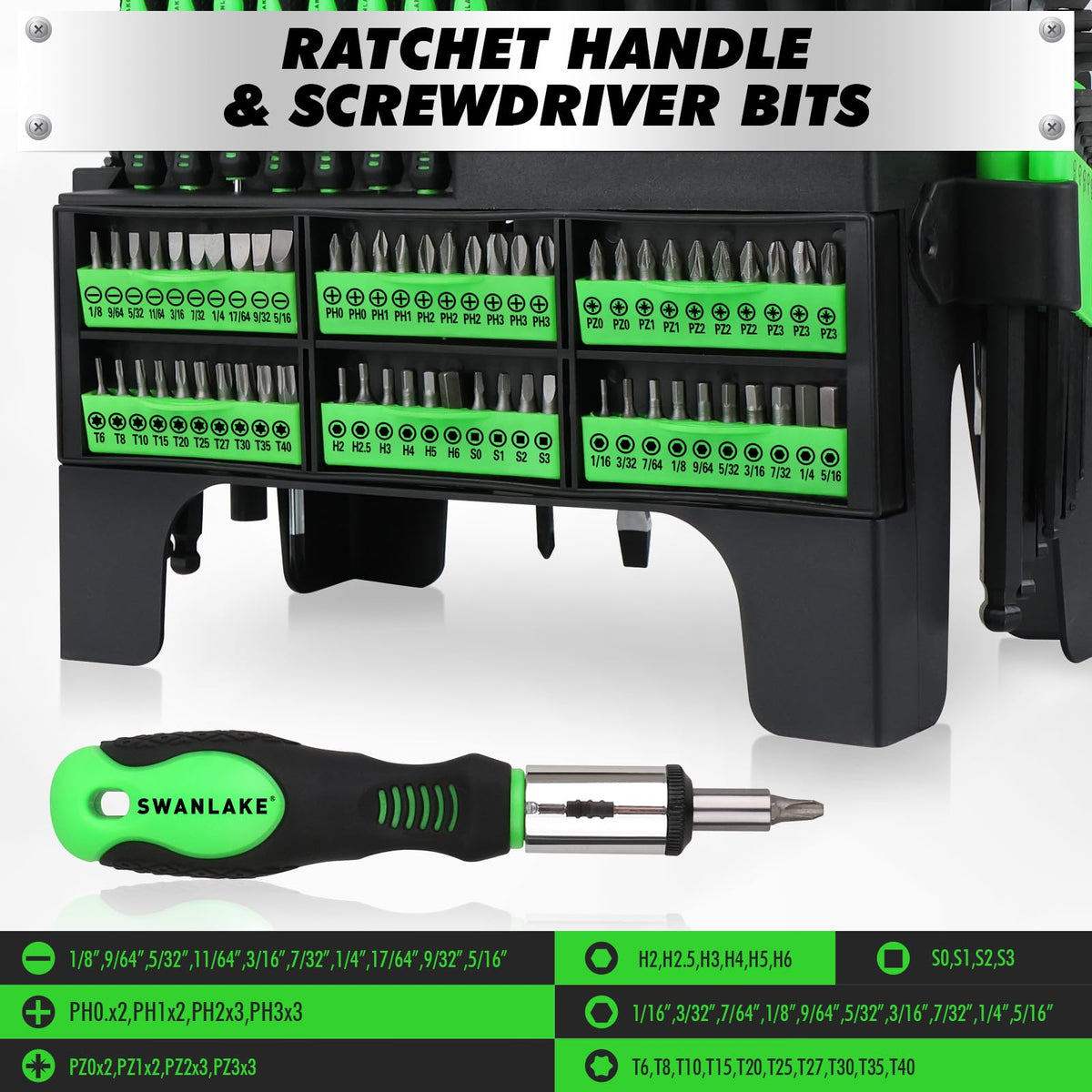 SWANLAKE ratchet handle offers smooth, controlled turning.