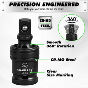 Swanlake laser-etched socket sizes for fast identification in dim light.