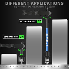 Deep-reach magnetic sockets providing extra clearance for recessed fasteners