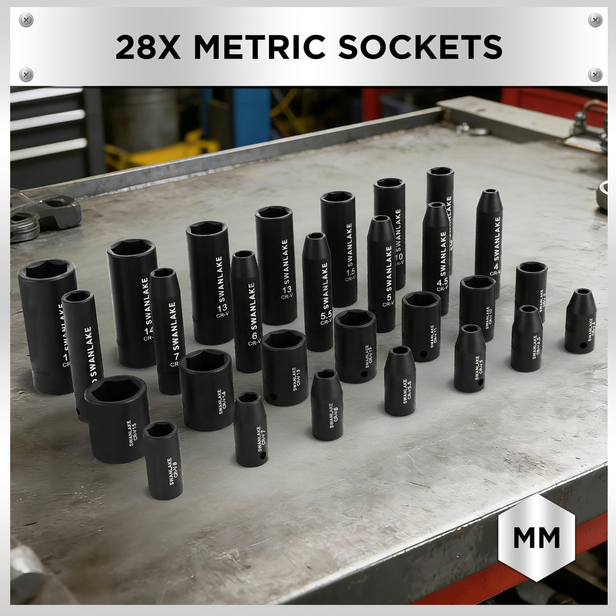 Swanlake SAE and metric sizes with laser-etched marks for quick identification
